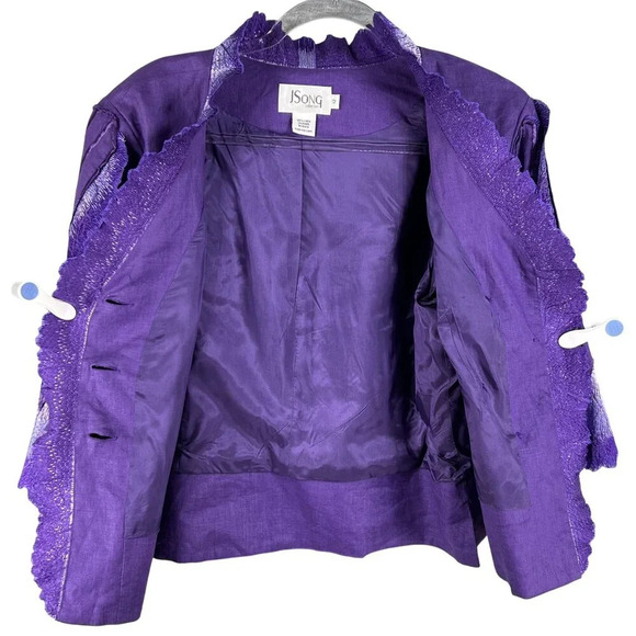 JSong Womens 12 Purple Linen Jacket/Top Skirt Set Angel Wings Design Fairy Goth - Picture 4 of 16
